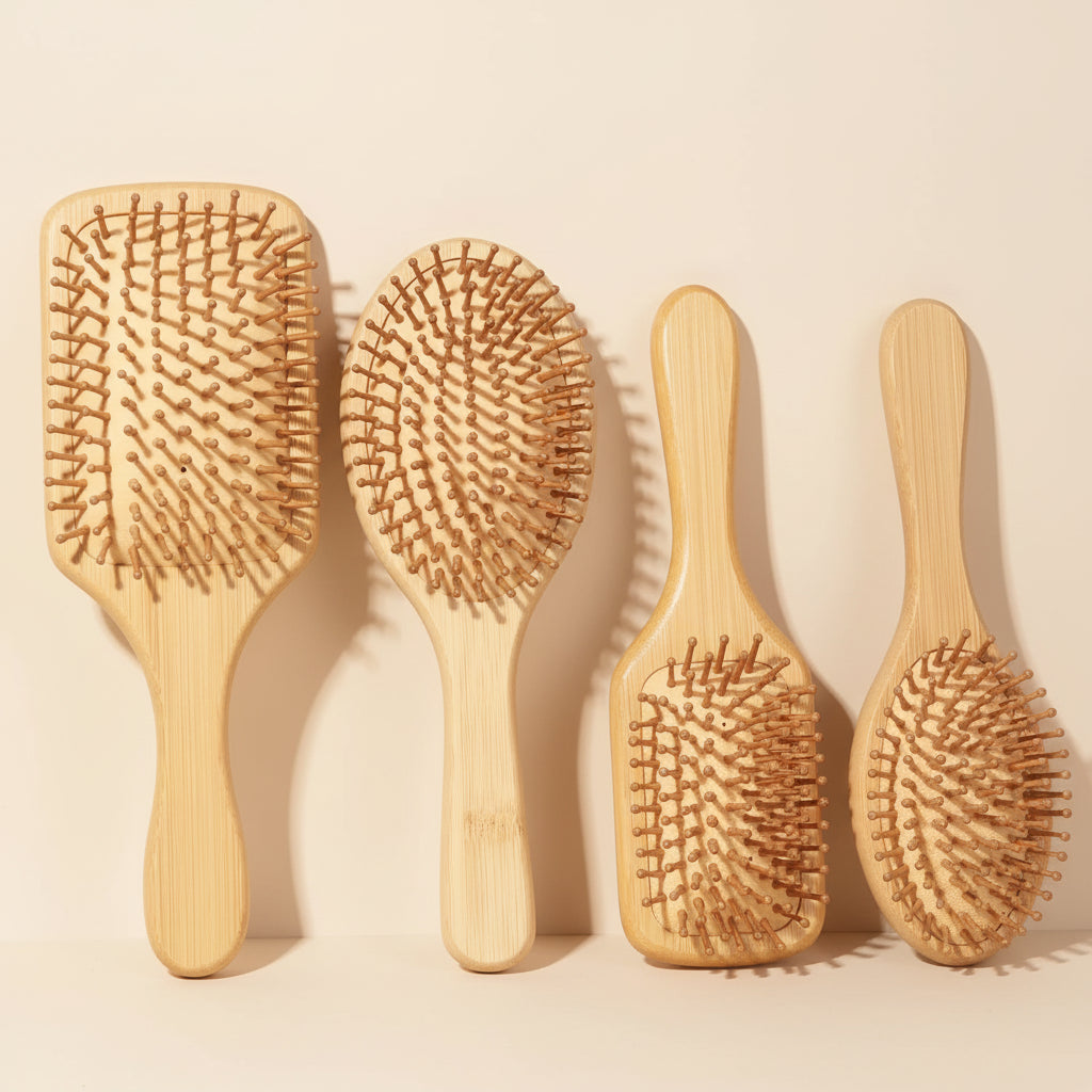 Puralo Bamboo Paddle Brush — Anti-Static Detangling & Scalp Massage