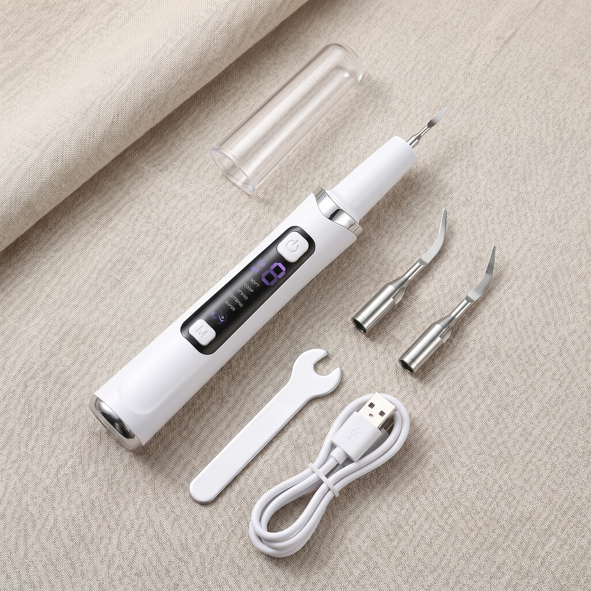 Dental scaler kit contents flat-lay